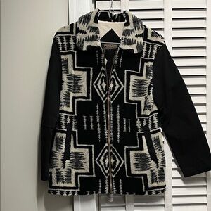 Pendleton Black and Cream Patterned Teddy Jacket